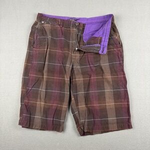 Element Plaid Boardshorts Bermuda Shorts‎ Size 36 Purple Black Skater Y2K